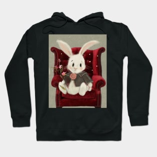 Rabbit in red Velvet Chair. Hoodie